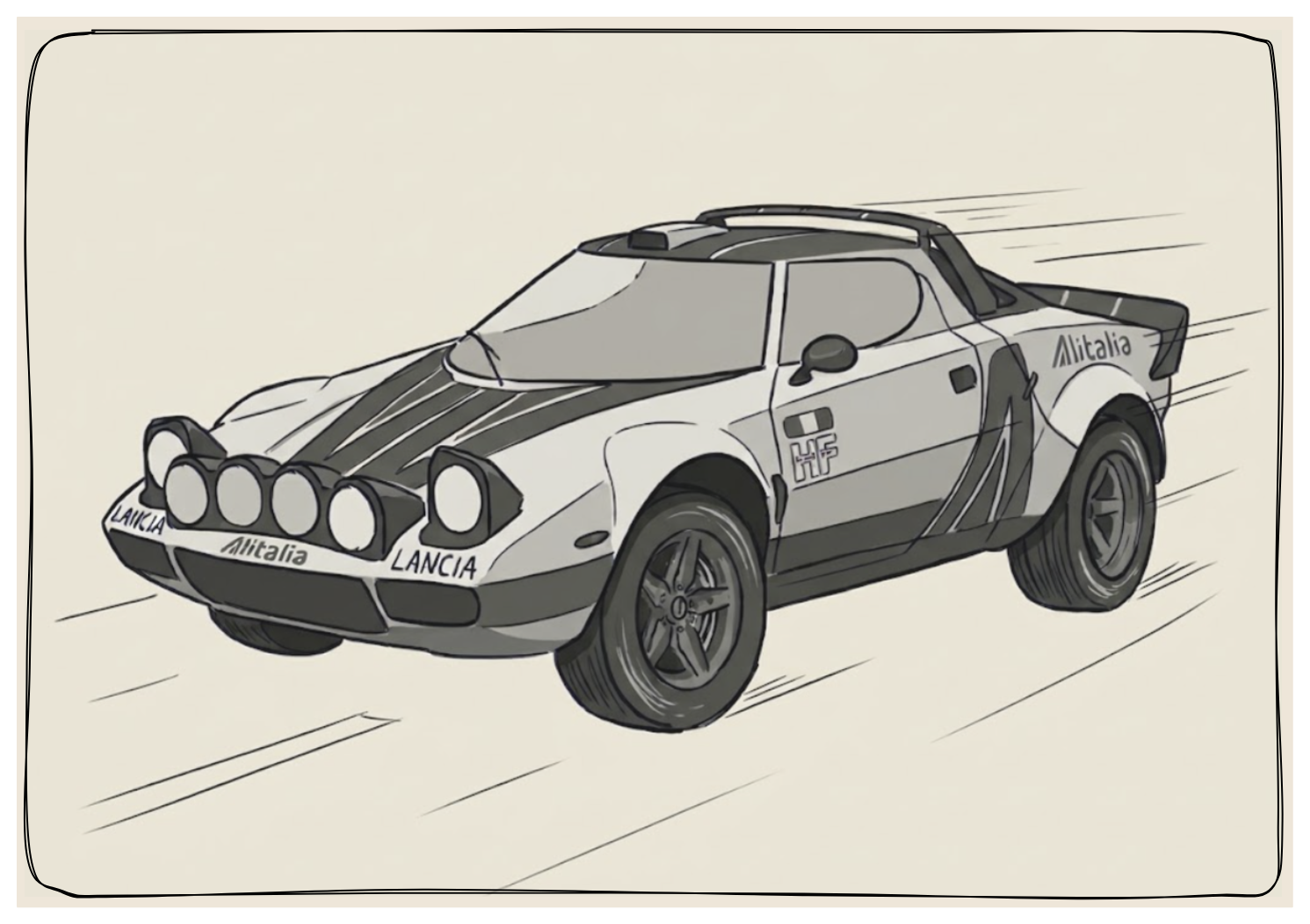 Lancia Stratos med fyra extraljus